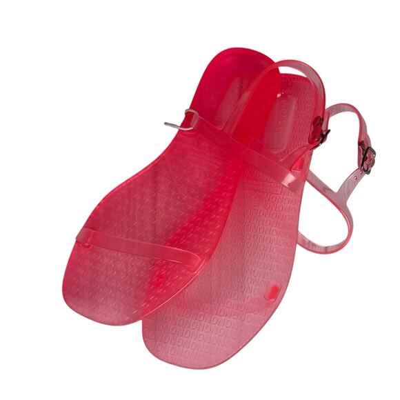 Old Navy Girl's Jelly  Neon Pink Ankle Strap Flat Summer Sandals   Sz 5  NWT - Picture 5 of 9